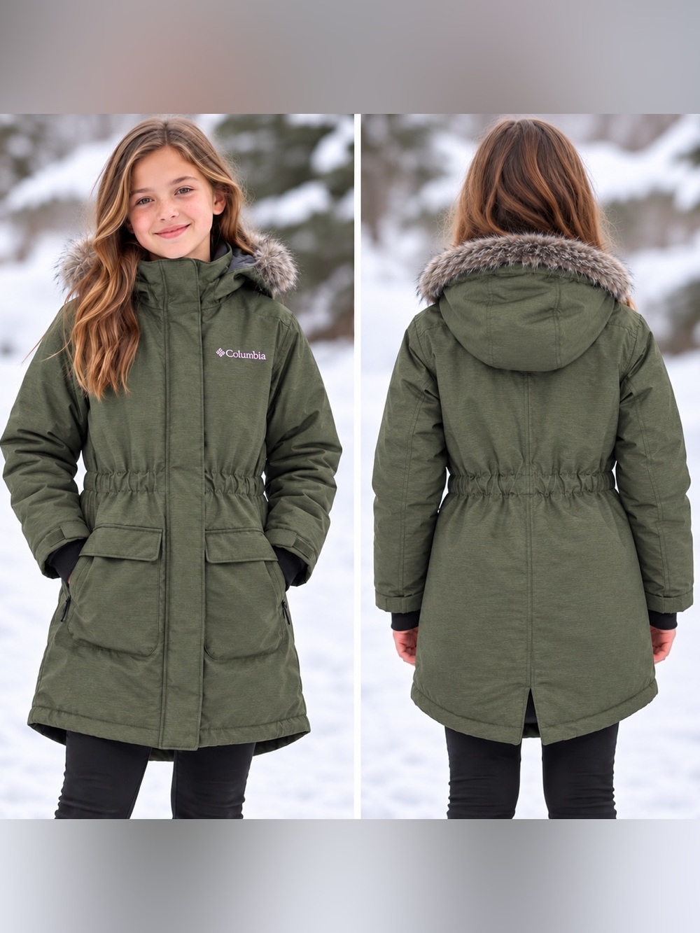 Columbia Girls Nordic Strider Winter Jacket | Medium | Olive Heather
